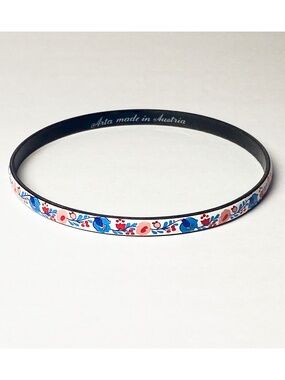 Arta Austria Bangle Bracelet Authentic Floral Enamel White Blue Coral Red Retro